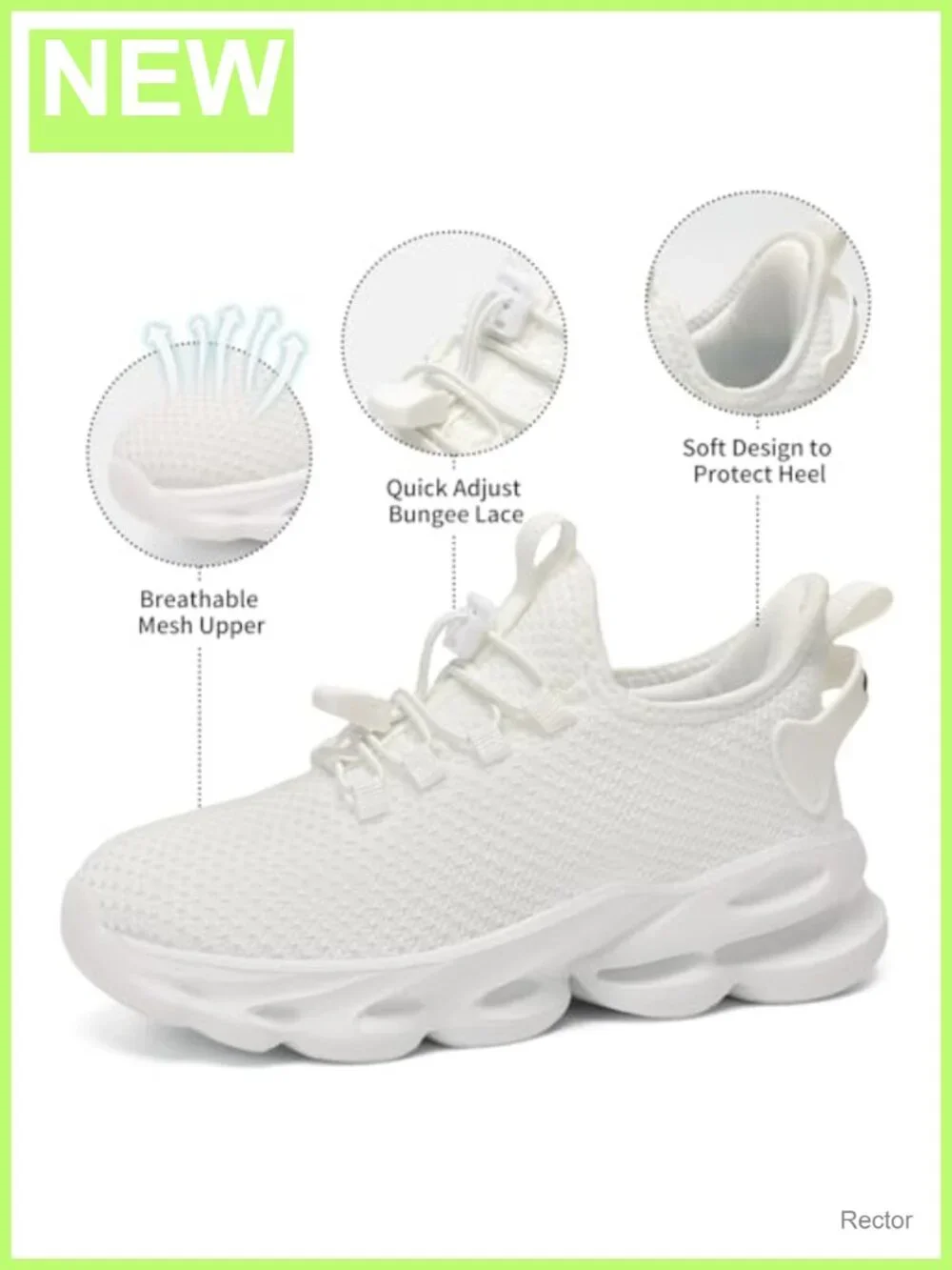 Kids Sneakers Lightweight Slip On Bungee Lace Athletic Running Tennis Shoes